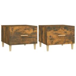 Berkfield Home Coffee Tables 2 pcs Smoked Oak 50x50x40 cm Engineered Wood in Brown - Size: 50 x 50 x 40 cm - thumbnail 1