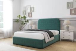 "Comfort Beds Diana Plush Bed Frame - 45"" Upholstered Headboard in Emerald - Size: Small Double" - thumbnail 1
