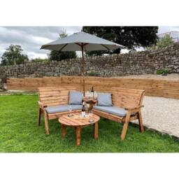 Charles Taylor Four Seater Set C/W Round Coffee - L190xW178xH98 cm in Brown - thumbnail 2