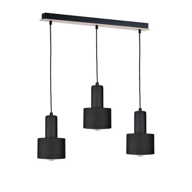 Netlighting Luce Bar Pendant Ceiling Light Black Wood 60cm 3x E27