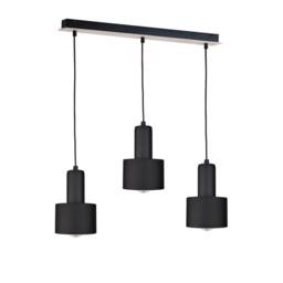 Netlighting Luce Bar Pendant Ceiling Light Black Wood 60cm 3x E27