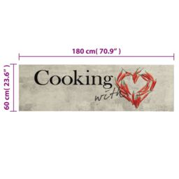 Berkfield Home Kitchen Rug Washable Peper Cooking 60x180 cm Velvet in Grey - thumbnail 5