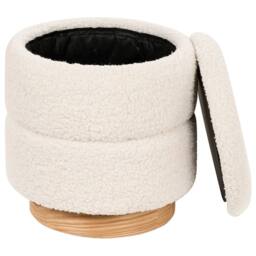 Wyld and Coco Teddy Boucle Pouffe White With Hidden Storage - thumbnail 3