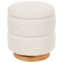 Wyld and Coco Teddy Boucle Pouffe White With Hidden Storage - thumbnail 2