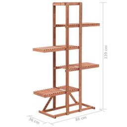 Berkfield Home Plant Stand Cedar Wood 86x36x139 cm in Brown - Size: 86 x 36 x 139 cm - thumbnail 6