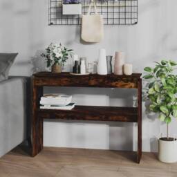 Berkfield Home Console Table Smoked Oak 102x30x80 cm Engineered Wood in Brown - Size: 102 x 30 x 80 cm - thumbnail 2
