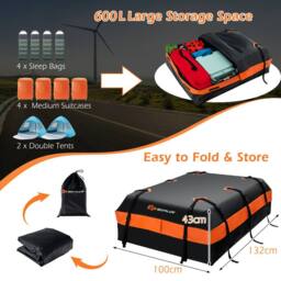 Costway 21 Cubic Feet Car Top Carrier Waterproof Car Roof Bag - thumbnail 2
