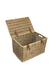 JVL Handmade Buff Wicker Hampers with Faux Leather Straps, Large in Natural - thumbnail 3