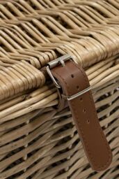 JVL Handmade Buff Wicker Hampers with Faux Leather Straps, Large in Natural - thumbnail 4