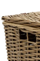 JVL Handmade Buff Wicker Hampers with Faux Leather Straps, Large in Natural - thumbnail 5