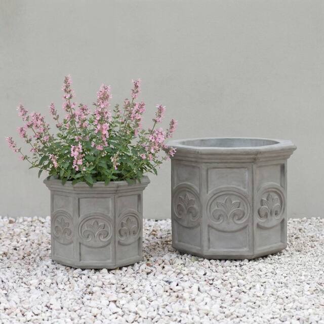 Primrose Galgano Hexagon Shaped Concrete Planter in Grey - Size: Small - image 1