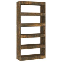 Berkfield Home Book Cabinet/Room Divider Smoked Oak 80x30x166 cm Engineered Wood in Brown - Size: 80 x 30 x 166 cm - thumbnail 1