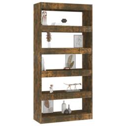 Berkfield Home Book Cabinet/Room Divider Smoked Oak 80x30x166 cm Engineered Wood in Brown - Size: 80 x 30 x 166 cm - thumbnail 4