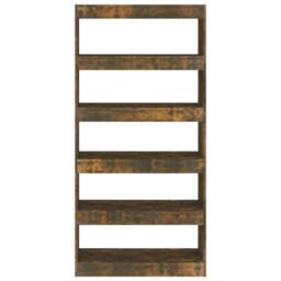Berkfield Home Book Cabinet/Room Divider Smoked Oak 80x30x166 cm Engineered Wood in Brown - Size: 80 x 30 x 166 cm - thumbnail 5