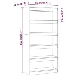 Berkfield Home Book Cabinet/Room Divider Smoked Oak 80x30x166 cm Engineered Wood in Brown - Size: 80 x 30 x 166 cm - thumbnail 7