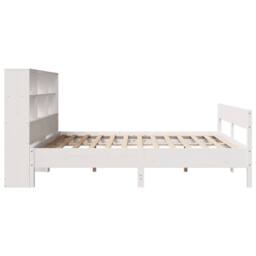 Berkfield Home Bookcase Bed Frame White 150x200 cm King Size Solid Wood Pine - Size: Super King - thumbnail 5