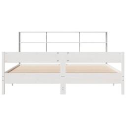 Berkfield Home Bookcase Bed Frame White 150x200 cm King Size Solid Wood Pine - Size: Super King - thumbnail 4