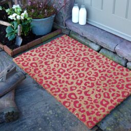 Artsy Mats Pink Leopard Print Doormat (90 x 60cm) in Brown - Size: 90 cm x 60 cm - thumbnail 1