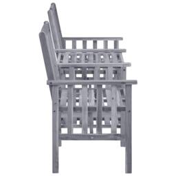 Berkfield Home Dense Garden Chairs with Tea Table 159x61x92 cm Solid Acacia Wood in Grey - Size: 159 x 61 x 92 cm - thumbnail 1