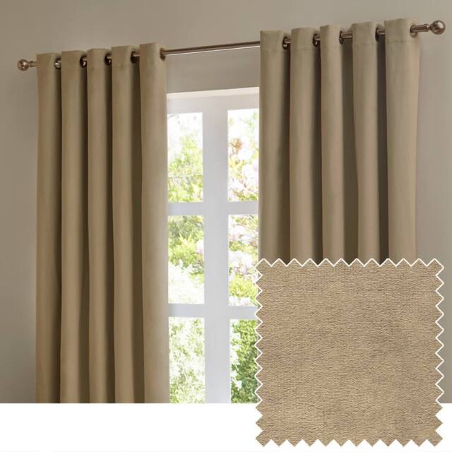 Furn The Ultimate Velvet Room Darkening Eyelet Curtain Pair in Brown - Size: 168 cm width x 229 cm drop - image 1