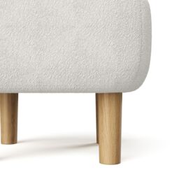 Beige Footstool Pouffe Stool with Wooden Legs - thumbnail 5