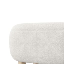 Beige Footstool Pouffe Stool with Wooden Legs - thumbnail 4