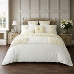 Smart Living Premium Polycotton Verina Duvet Cover With Pillowcases in Cream - Size: Double - thumbnail 2