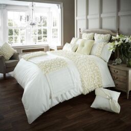 Smart Living Premium Polycotton Verina Duvet Cover With Pillowcases in Cream - Size: Double