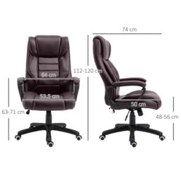 VINSETTO High Back 6 Points Vibration Massage Executive Office Chair in Brown - thumbnail 3