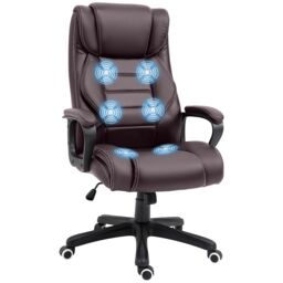 VINSETTO High Back 6 Points Vibration Massage Executive Office Chair in Brown - thumbnail 2