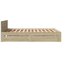 Berkfield Home Bed Frame with Headboard without Mattress Sonoma Oak 150x200 cm King Size in Brown - thumbnail 6