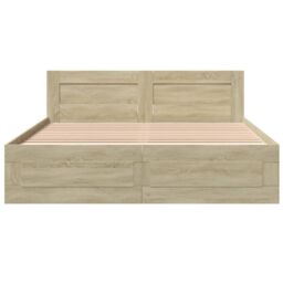 Berkfield Home Bed Frame with Headboard without Mattress Sonoma Oak 150x200 cm King Size in Brown - thumbnail 5
