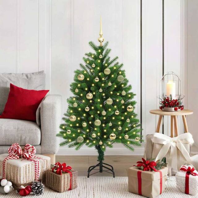 Berkfield Home Christmas Tree with 150 LEDs with Stand Green 120 cm PE - image 1