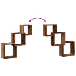 Berkfield Home Wall Cube Shelves Old Wood 68x15x68 cm Engineered Wood in Brown - Size: 68 x 15 x 68 cm - thumbnail 7