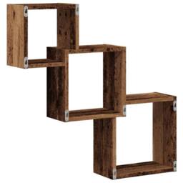 Berkfield Home Wall Cube Shelves Old Wood 68x15x68 cm Engineered Wood in Brown - Size: 68 x 15 x 68 cm - thumbnail 6