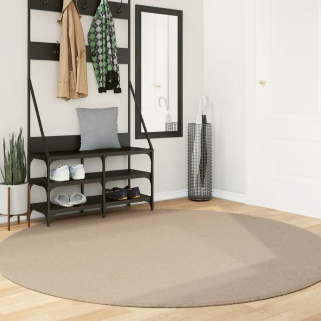 Berkfield Home Rug HUARTE Short Pile Soft & Washable Sand √ò 200 cm in Brown - Size: Medium - image 1