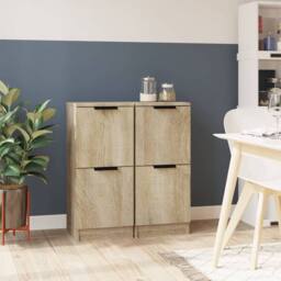 Berkfield Home Sideboards 2 pcs Sonoma Oak 30x30x70 cm Engineered Wood in Light Brown - Size: 30 x 30 x 70 cm - thumbnail 2