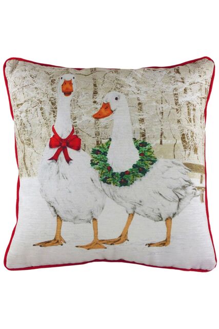 Evans Lichfield Goosie Velvet Chenille Hand-Painted Printed Cushion - Size: 43 cm x 43 cm - image 1