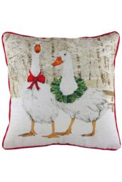 Evans Lichfield Goosie Velvet Chenille Hand-Painted Printed Cushion - Size: 43 cm x 43 cm - thumbnail 1