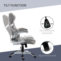 VINSETTO Fabric Office Desk Chair with Adjustable Height Tilt Function Grey in Dark Grey - thumbnail 6