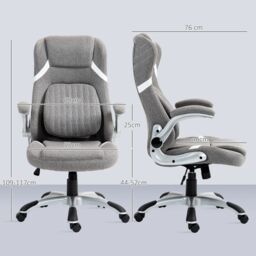 VINSETTO Fabric Office Desk Chair with Adjustable Height Tilt Function Grey in Dark Grey - thumbnail 3