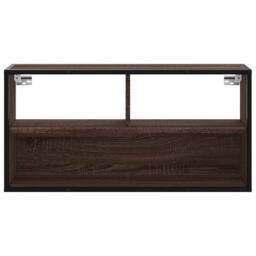 Berkfield Home TV Cabinet Brown Oak 80x31x39.5 cm Engineered Wood & Metal - thumbnail 4