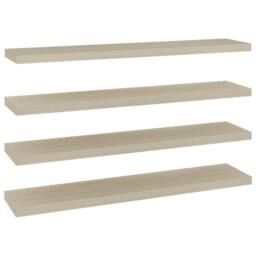 Berkfield Home Floating Wall Shelves 4 pcs Oak 120x23.5x3.8 cm MDF in Light Oak - thumbnail 1