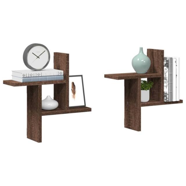 Berkfield Home Wall Shelves 2 pcs Brown Oak 38x12x38 cm Engineered Wood - Size: 38 x 12 x 38 cm - image 1