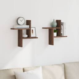 Berkfield Home Wall Shelves 2 pcs Brown Oak 38x12x38 cm Engineered Wood - Size: 38 x 12 x 38 cm - thumbnail 3