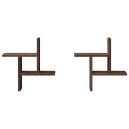 Berkfield Home Wall Shelves 2 pcs Brown Oak 38x12x38 cm Engineered Wood - Size: 38 x 12 x 38 cm - thumbnail 4