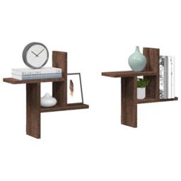 Berkfield Home Wall Shelves 2 pcs Brown Oak 38x12x38 cm Engineered Wood - Size: 38 x 12 x 38 cm - thumbnail 1