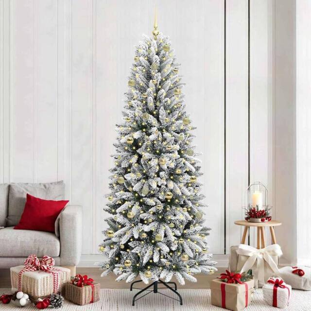 Berkfield Home Artificial Christmas Tree with 300 LEDs White 93 x 93 x 240 cm - image 1