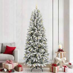 Berkfield Home Artificial Christmas Tree with 300 LEDs White 93 x 93 x 240 cm - thumbnail 1