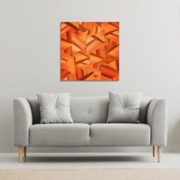 Benjamin Tate Design Autumn Coloured Geometric Triangle Patterns (Canvas Print) / 77 x 77 x 4cm in Natural - Size: 77 x 77 x 4 cm - thumbnail 1